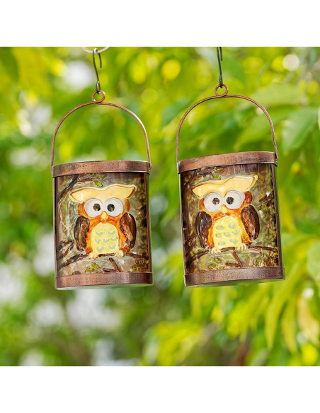 2 Linternas Solares Colgantes de Búho SUNNYSOLAR Impermeables