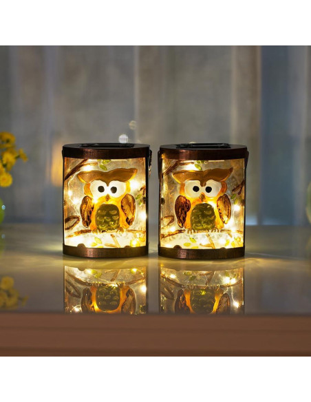 2 Linternas Solares Colgantes de Búho SUNNYSOLAR Impermeables