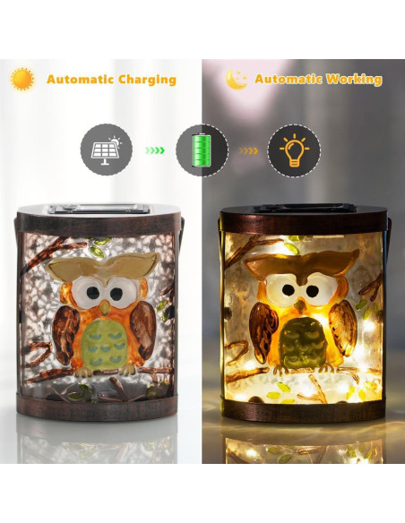 2 Linternas Solares Colgantes de Búho SUNNYSOLAR Impermeables
