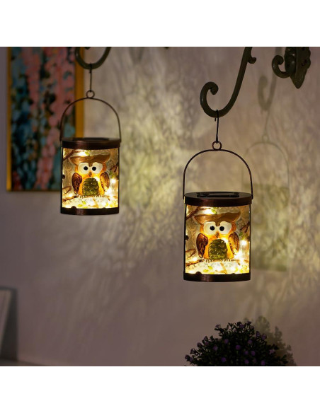 2 Linternas Solares Colgantes de Búho SUNNYSOLAR Impermeables