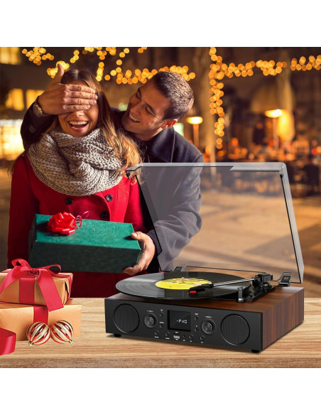 Tocadiscos Vintage JUNGLE MONSTER TE-103BN 3 Velocidades Bluetooth