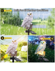 Luz de Búho Solar LED YZYOE para Jardín, Resina, 5x8x13 cm 2