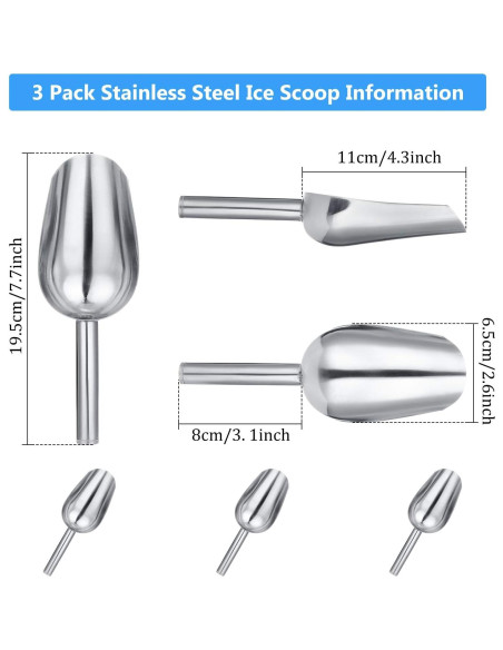 3 Cucharones de Acero Inoxidable Mudder 170g para Cocina