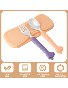 Juego de Utensilios para Niños Lohodo 3 Piezas Acero Inoxidable 2