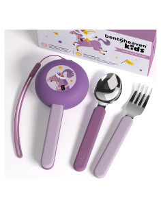 Utensilios de Viaje para Niños Bentoheaven - Acero Inoxidable y Estuche