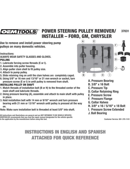 Kit Extractor e Instalador de Poleas OEMTOOLS 37031