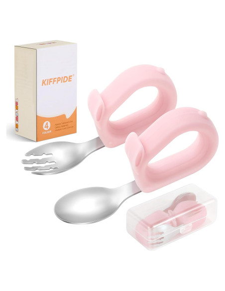 Juego de Utensilios para Niños KIFFRIDE - Cucharas y Tenedores de Acero Inoxidable para Bebés Juego de Utensilios para Niños KIFFRIDE - Cucharas y Tenedores de Acero Inoxidable para Bebés