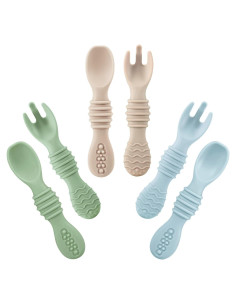 Set de 6 Cucharas y Tenedores de Silicona PandaEar para Bebés