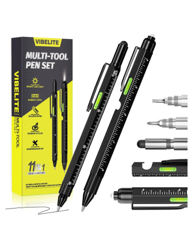 Bolígrafo Multiherramienta VIBELITE 9 en 1 con LED Negro