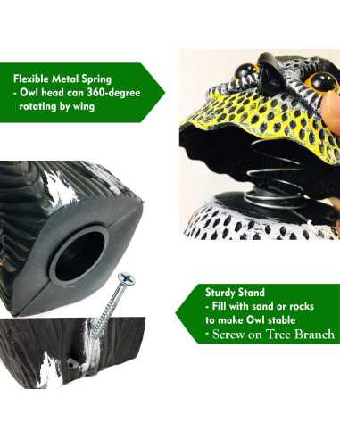 Estatua Espantapájaros Búho GiftExpress 40.6 cm Rotativa