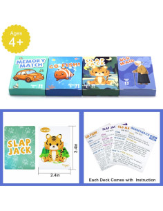 Juegos de Cartas Clásicos Floatlive - 4 Barajas para Niños 2