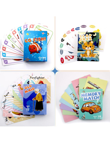 Juegos de Cartas Clásicos Floatlive - 4 Barajas para Niños