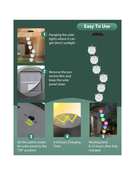 Campanas de Viento Solares DOUBLEZHE Búho LED para Jardín Campanas de Viento Solares DOUBLEZHE Búho LED para Jardín