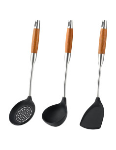 Set de Utensilios de Cocina FJNATINH - 3 Piezas Silicona y Acero Inoxidable
