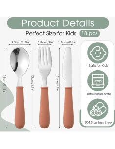 Set de Cubiertos para Niños Sunnychicc 18 Piezas Acero Inoxidable 2