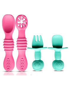 Set de 4 Utensilios de Silicona HippoBaby para Bebés 6-12 meses