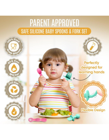 Set de 4 Utensilios de Silicona HippoBaby para Bebés 6-12 meses