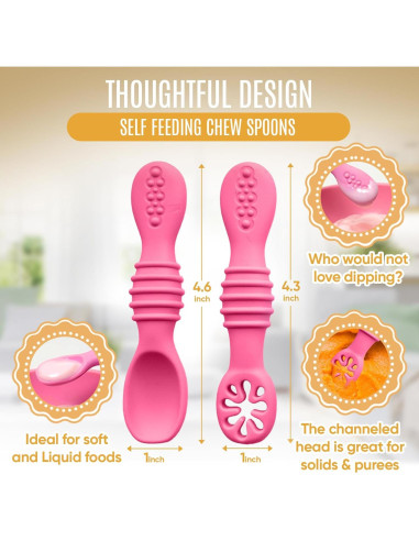 Set de 4 Utensilios de Silicona HippoBaby para Bebés 6-12 meses