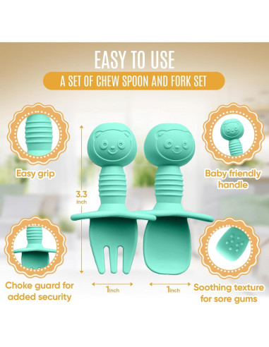 Set de 4 Utensilios de Silicona HippoBaby para Bebés 6-12 meses