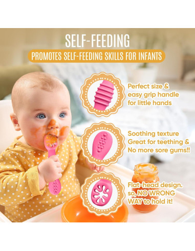 Set de 4 Utensilios de Silicona HippoBaby para Bebés 6-12 meses