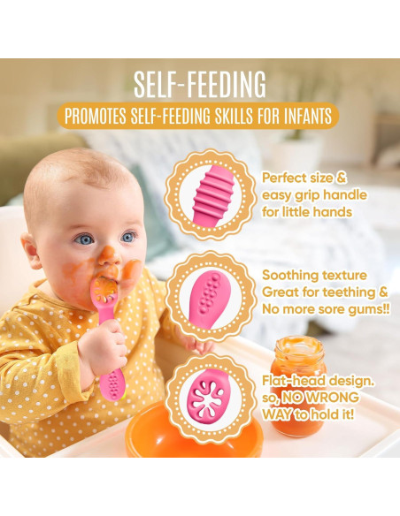 Set de 4 Utensilios de Silicona HippoBaby para Bebés 6-12 meses