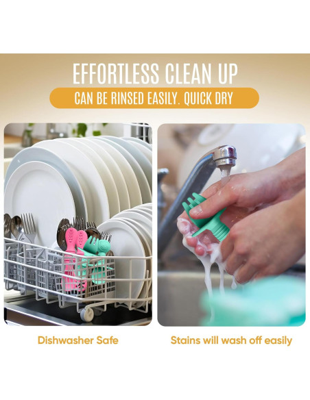 Set de 4 Utensilios de Silicona HippoBaby para Bebés 6-12 meses