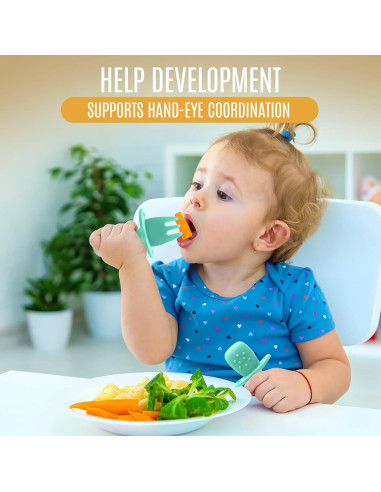 Set de 4 Utensilios de Silicona HippoBaby para Bebés 6-12 meses