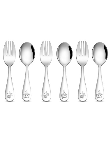 Set de Cubiertos para Niños TeamFar - 6 Piezas Acero Inoxidable