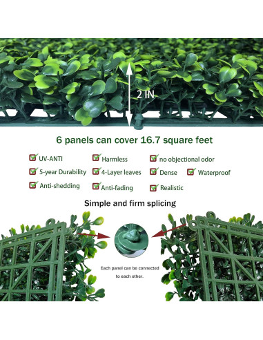 Paneles de Césped Artificial ODTORY 6P 50,8x50,8cm Verde