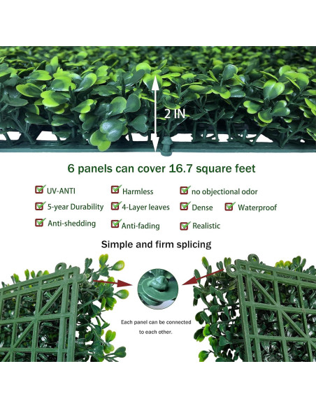 Paneles de Césped Artificial ODTORY 6P 50,8x50,8cm Verde