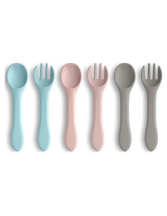 Juego de Cuchara y Tenedor de Silicona Vicloon para Bebés 6 Piezas
