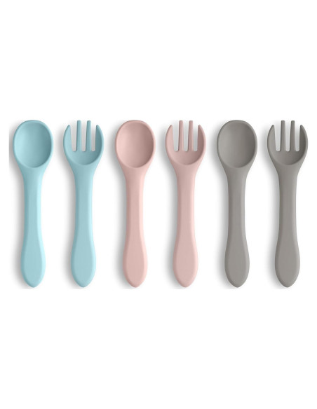 Juego de Cuchara y Tenedor de Silicona Vicloon para Bebés 6 Piezas