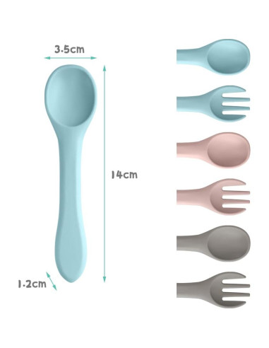 Juego de Cuchara y Tenedor de Silicona Vicloon para Bebés 6 Piezas