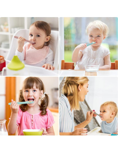 Juego de Cuchara y Tenedor de Silicona Vicloon para Bebés 6 Piezas