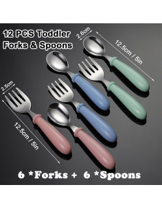 Juego de Cubiertos para Niños xlehoely 12 Piezas Acero Inoxidable 2