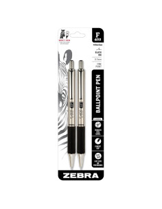Bolígrafo Retráctil Zebra Pen F-402, Acero Inoxidable, 0.7mm