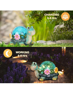 Estatua de Jardín Solar Afirst Tortuga Decorativa 15.24 cm 2