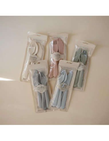 Set de Cubiertos Mushie para Niños 3 Piezas - Marfil