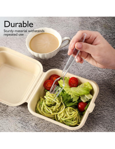 Tenedores de Plástico Pesado VITEVER Transparentes 300 Unidades