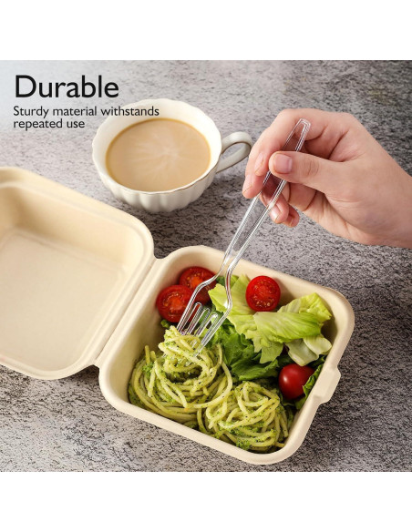 Tenedores de Plástico Pesado VITEVER Transparentes 300 Unidades