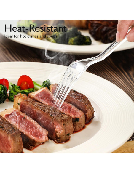 Tenedores de Plástico Pesado VITEVER Transparentes 300 Unidades