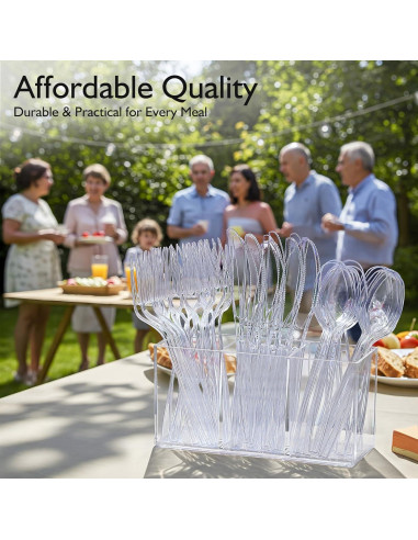 Tenedores de Plástico Pesado VITEVER Transparentes 300 Unidades