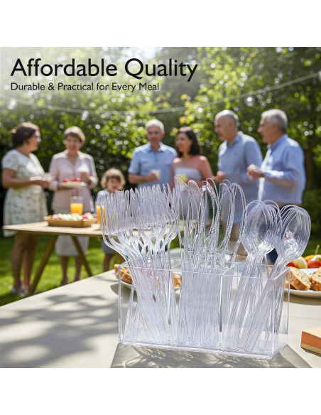 Tenedores de Plástico Pesado VITEVER Transparentes 300 Unidades