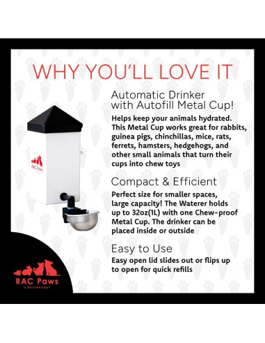 Botella de Agua No-Goteo RentACoop 32oz para Mascotas Pequeñas