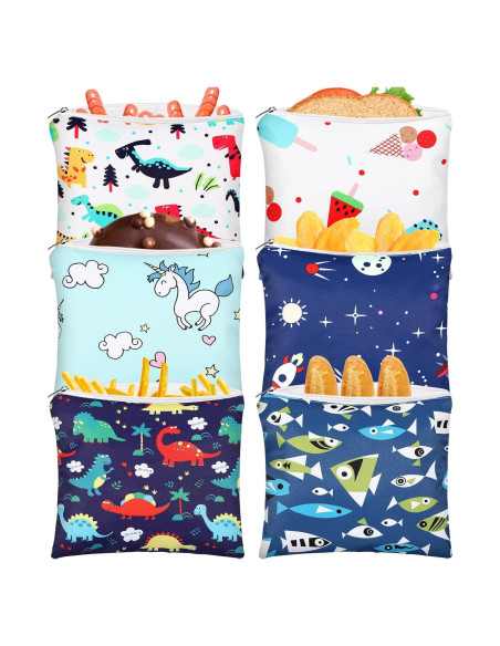 Chumia 6 Bolsas de Snack Reutilizables 18x18 cm para Niños