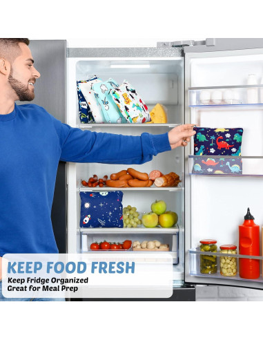 Chumia 6 Bolsas de Snack Reutilizables 18x18 cm para Niños