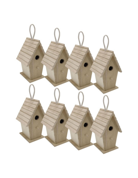 Casa de pájaros de madera Make Market 14x12.7 cm - Paquete de 8