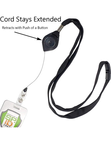 Lanyard con Carrete Bloqueable Specialist ID Negro 82,55 cm