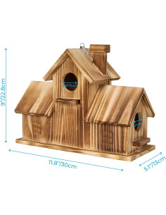 Casa para Aves MIXUMON de Madera de Pino 3 Habitaciones 2