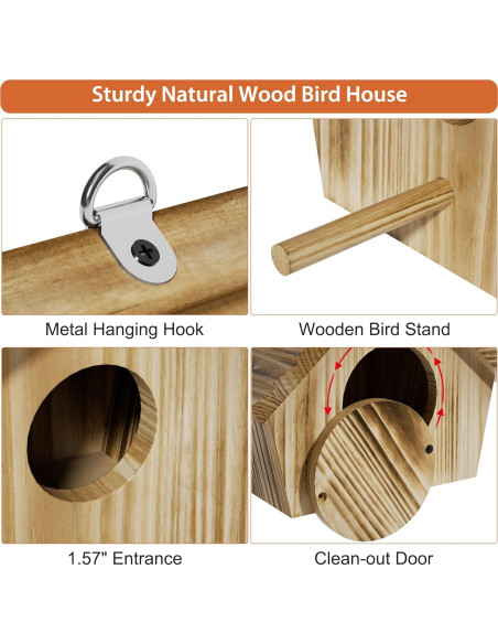 Casa de Aves Auslar de Madera para Exterior 22.5x18.5cm